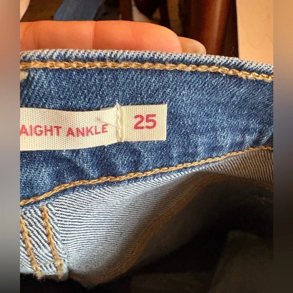 Levis Premium Womens Ribcage Straight Denim Jeans Blue High Waist Straight sz 25